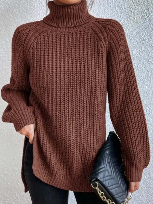 Lune London | turtleneck sweater with raglan sleeves and split hem