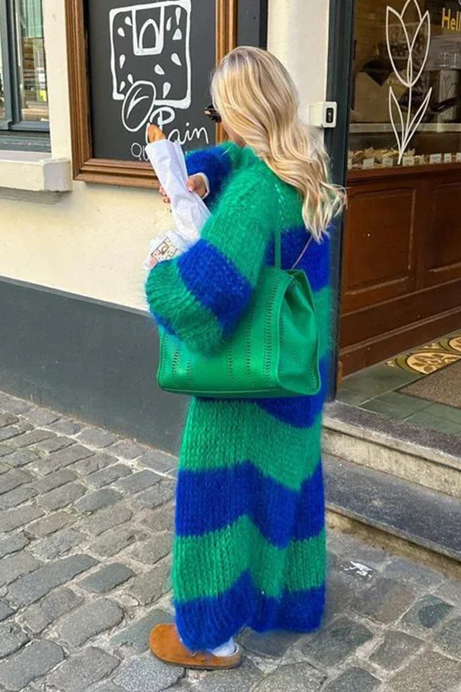 Lune London | Cozy oversized striped knit cardigan