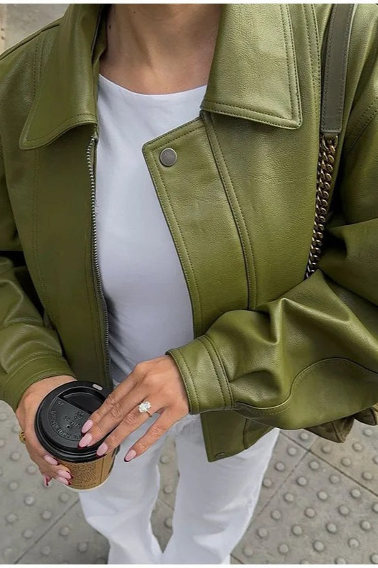 Lune London | Green Faux Leather Jacket
