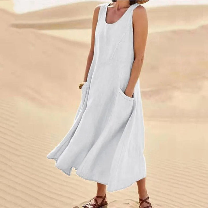 Lune London | Sleeveless linen dress with pockets for women