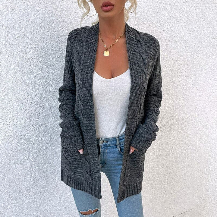 Lune London | Cardigan - Knit - Open Front - Loose Fit - With Pockets - Long Sleeve