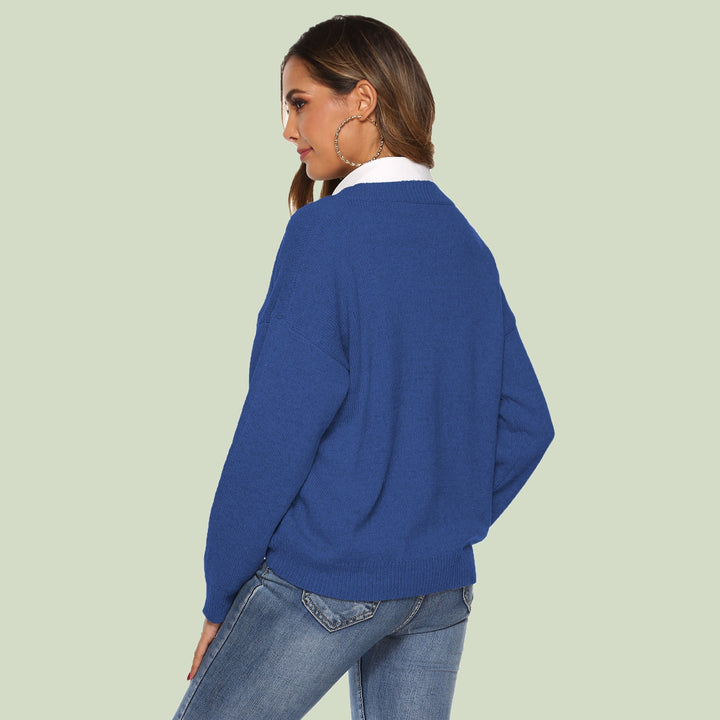 Lune London | Knit Sweater - V-Neck - Loose Fit - Long Sleeves - Soft and Comfortable