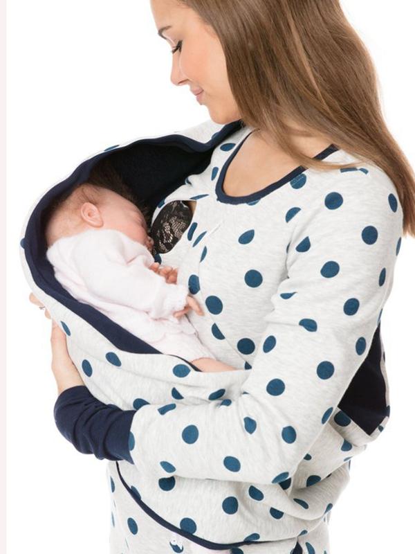 Lune London | Maternity Chaps Nurse Sweatshirts Flower Print Pockets Zipper Nursing Clothing