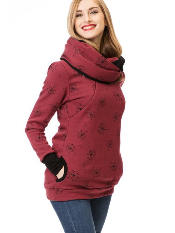 Lune London | Maternity Chaps Nurse Sweatshirts Flower Print Pockets Zipper Nursing Clothing