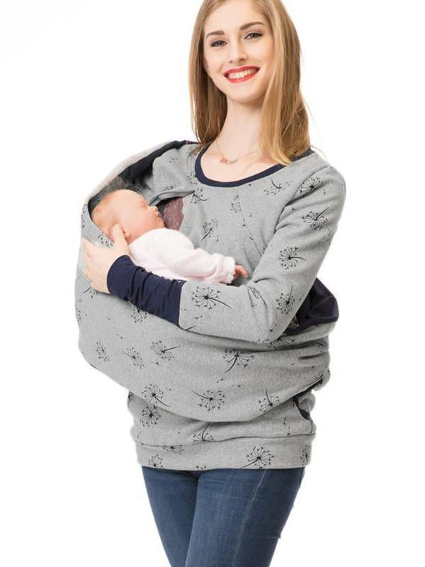 Lune London | Maternity Chaps Nurse Sweatshirts Flower Print Pockets Zipper Nursing Clothing