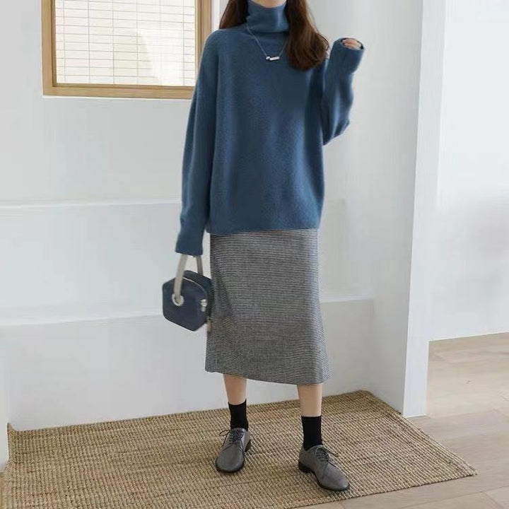 Pull femme en maille épaisse avec col montant et coupe oversize Chic & Stil
