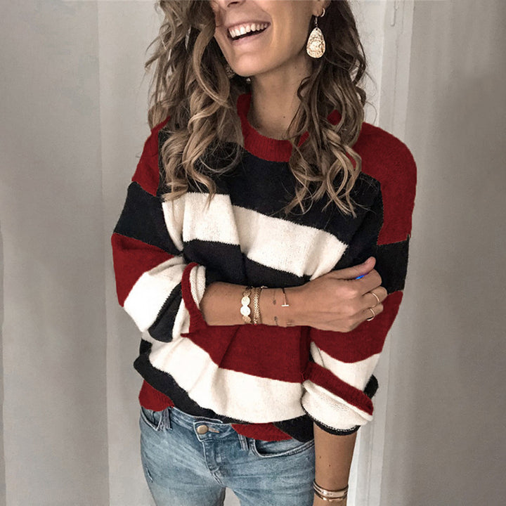 Striped knit sweater with a relaxed fit for women Lune London