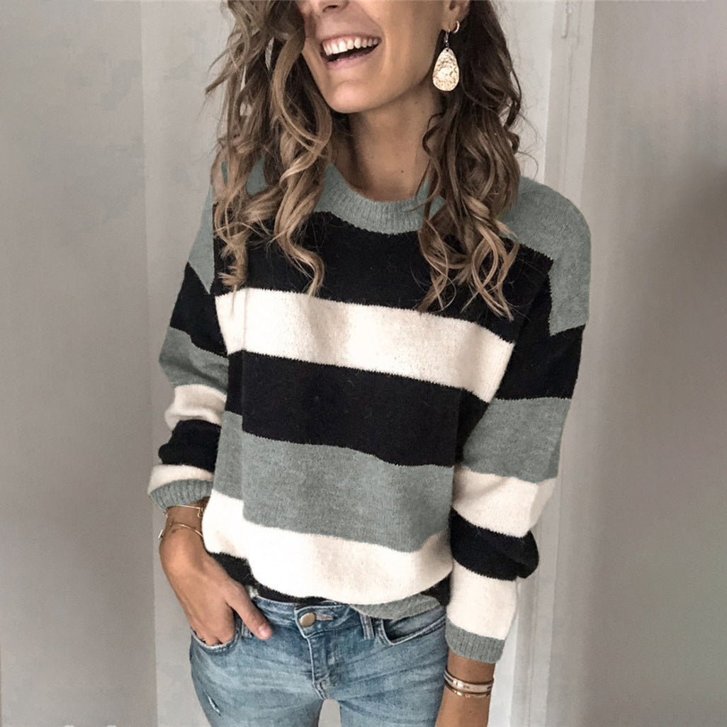 Striped knit sweater with a relaxed fit for women Lune London