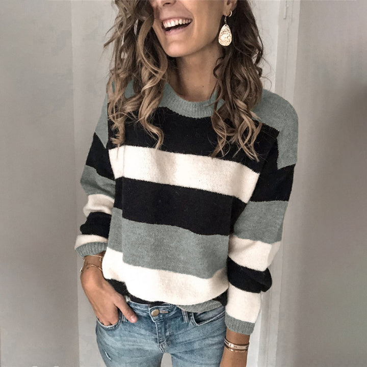 Striped knit sweater with a relaxed fit for women Lune London