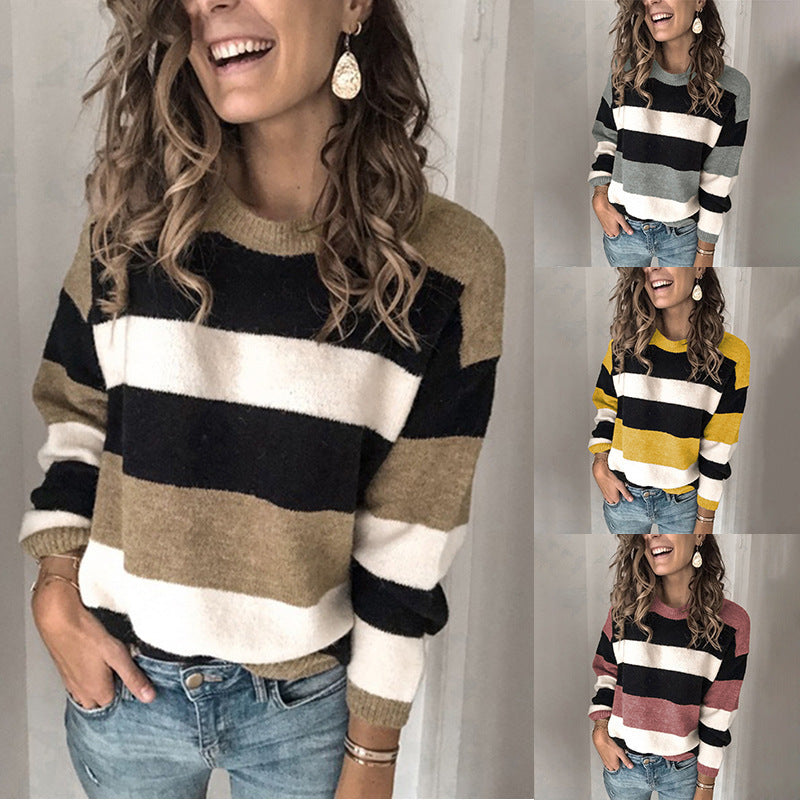 Striped knit sweater with a relaxed fit for women Lune London