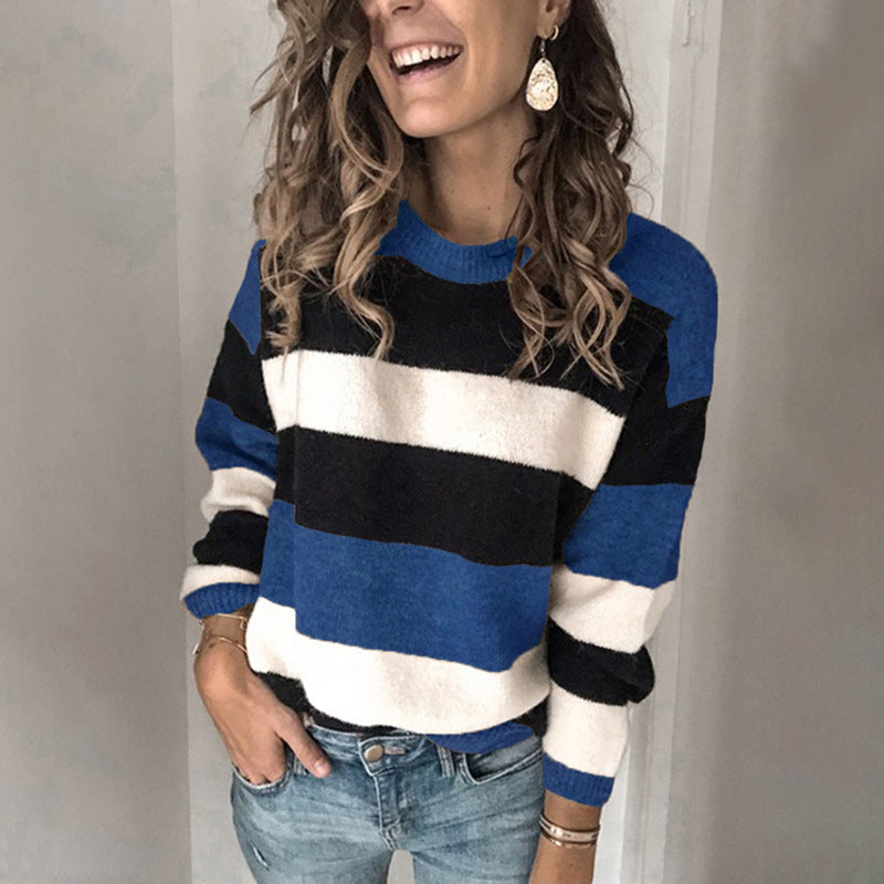 Striped knit sweater with a relaxed fit for women Lune London