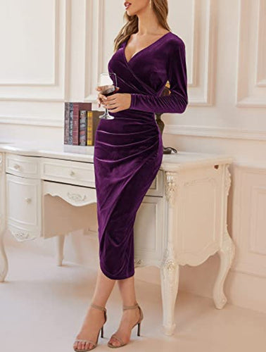 Lune London | Long sleeve bodycon midi dress in velvet