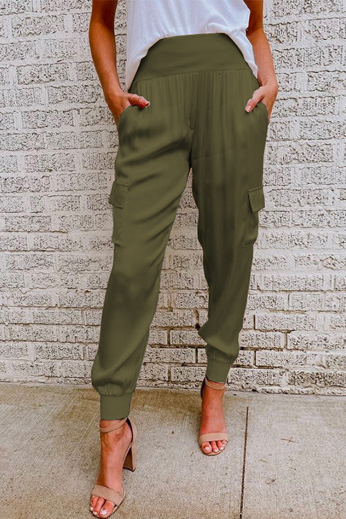 Lune London | Rosiedress Fashion Style High Waist Satin Pants with Pockets
