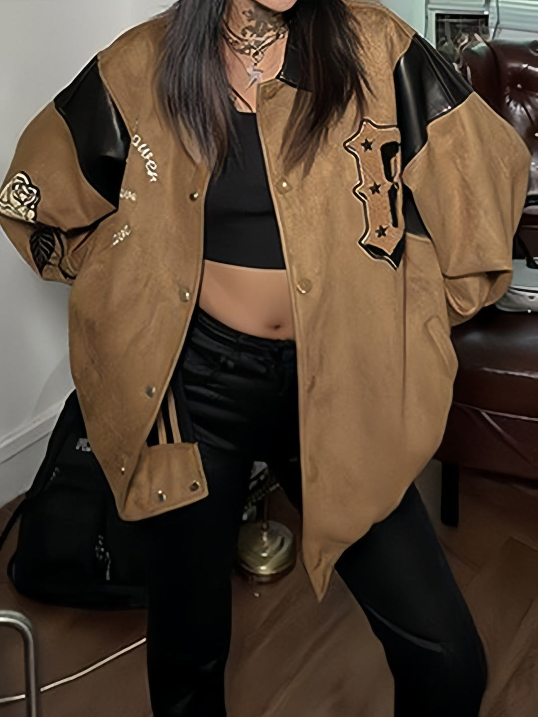 Lune London | Brown suede jacket with embroidery