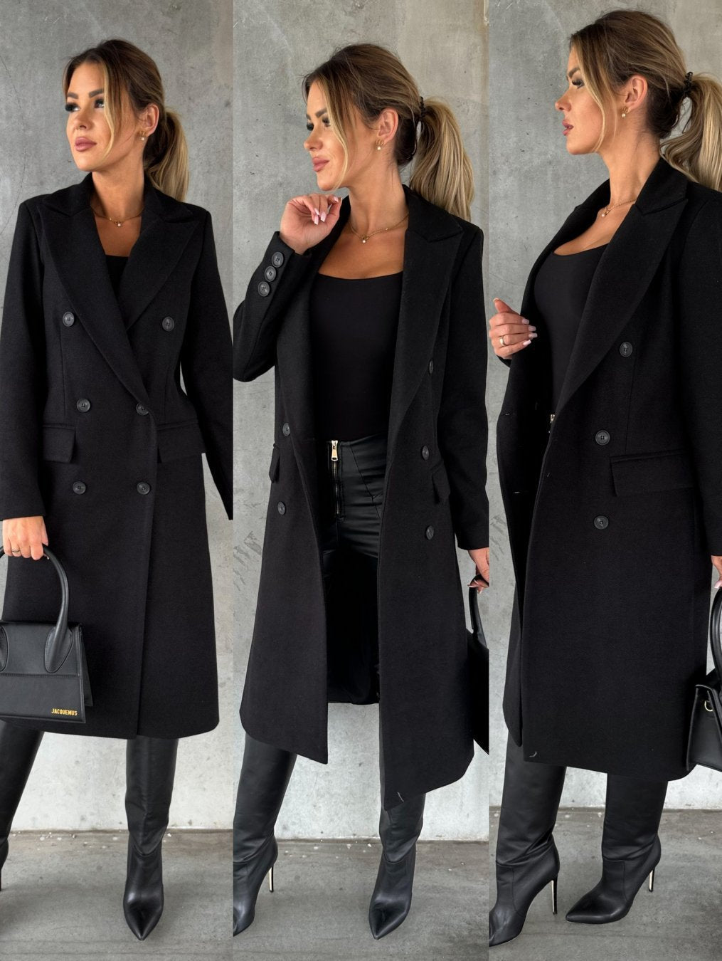 Women’s Double-Breasted Wool Coat mit Winter Sleeves & Cashmere Blend | Chic und Stil