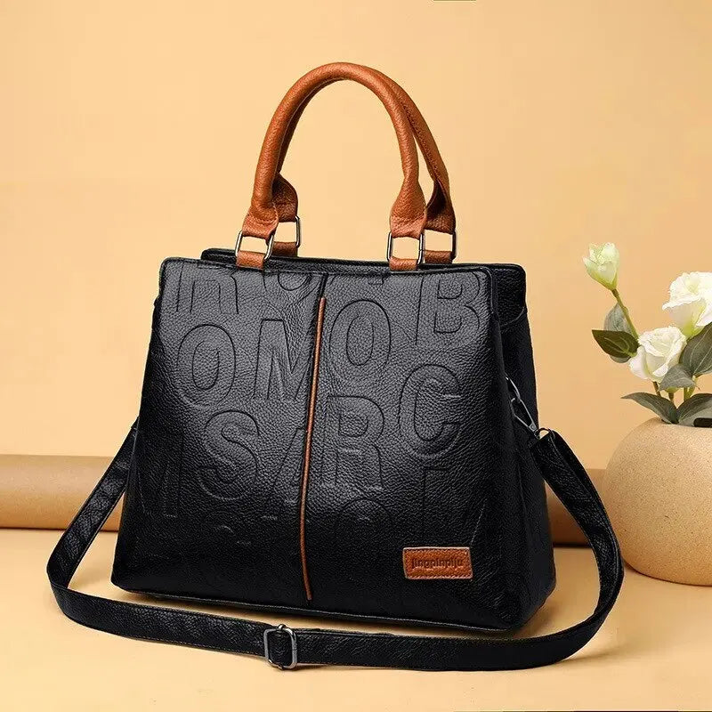 Lune London | Women's Handbag Made Of Soft Leather with Embossed Letter Design