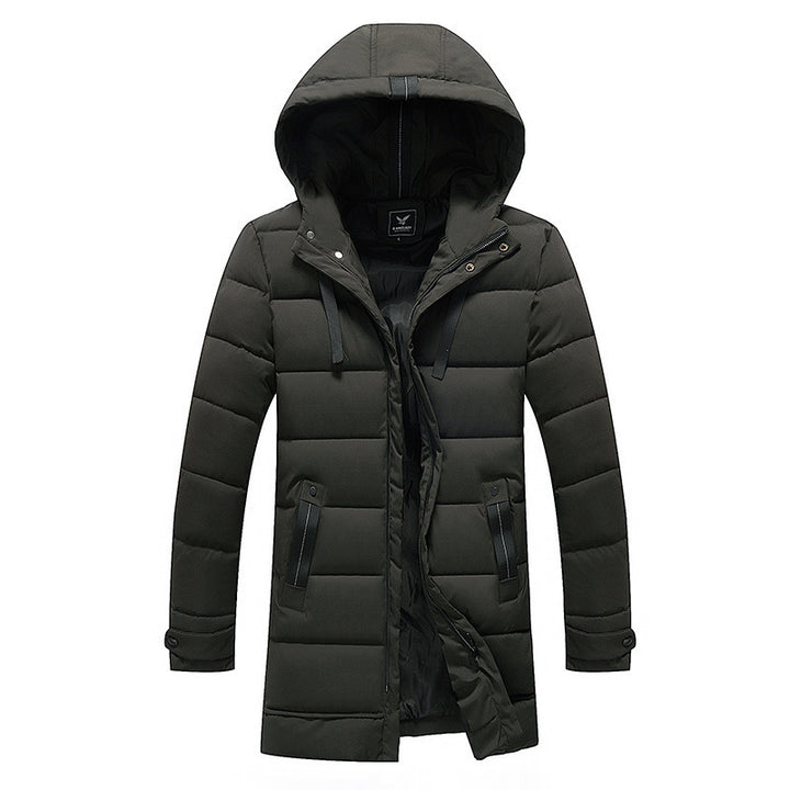 Ladies long padded jacket with hood and practical pockets Lune London