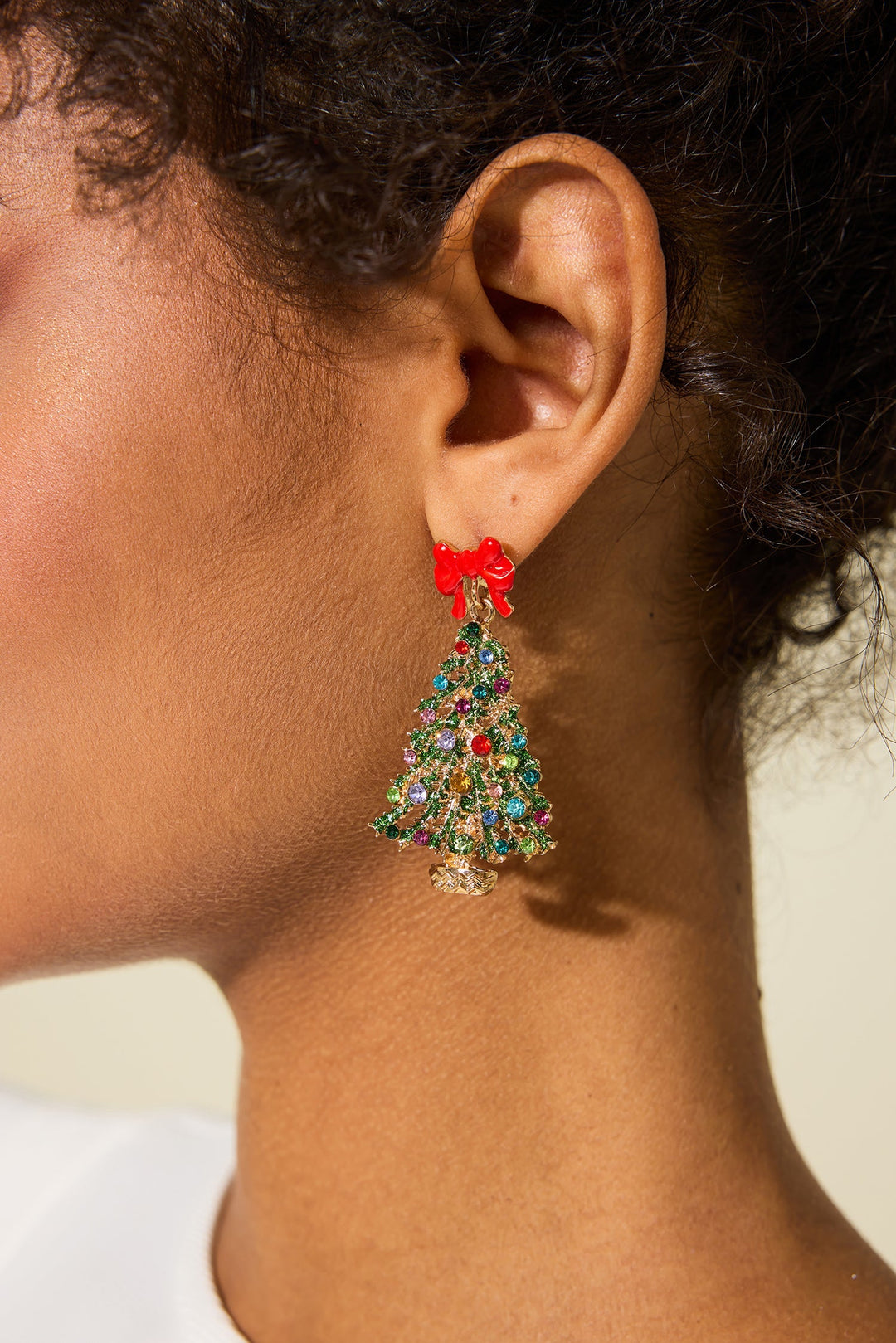 Lune London | Rhinestone Christmas Tree Shaped Earrings