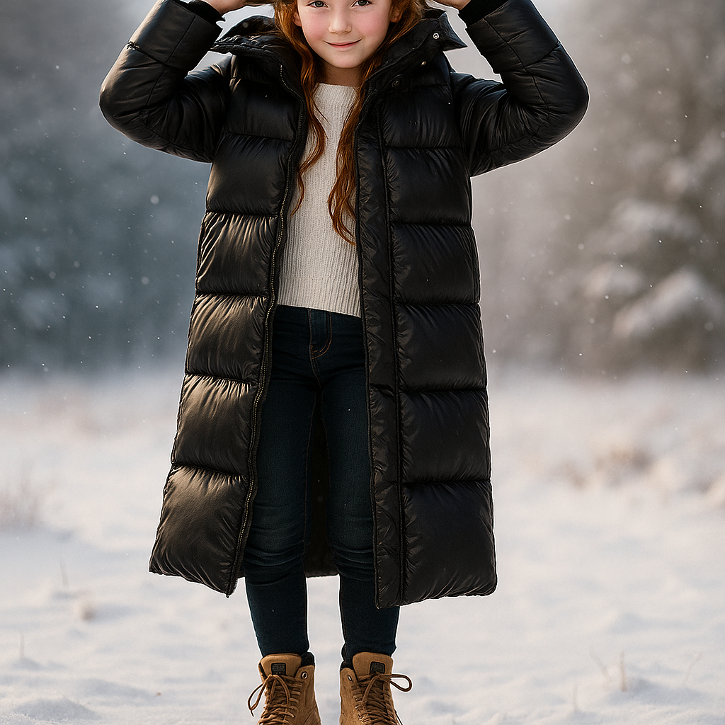 Lune London | Longer Quilted Coat with Hood for Girls Emma