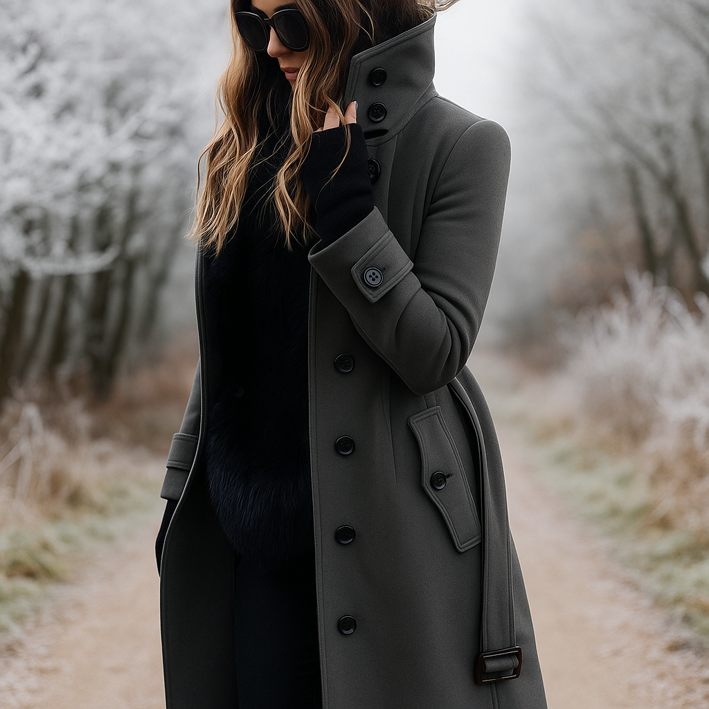 Lune London | Elegant Double-Breasted Jacket with High Collar
