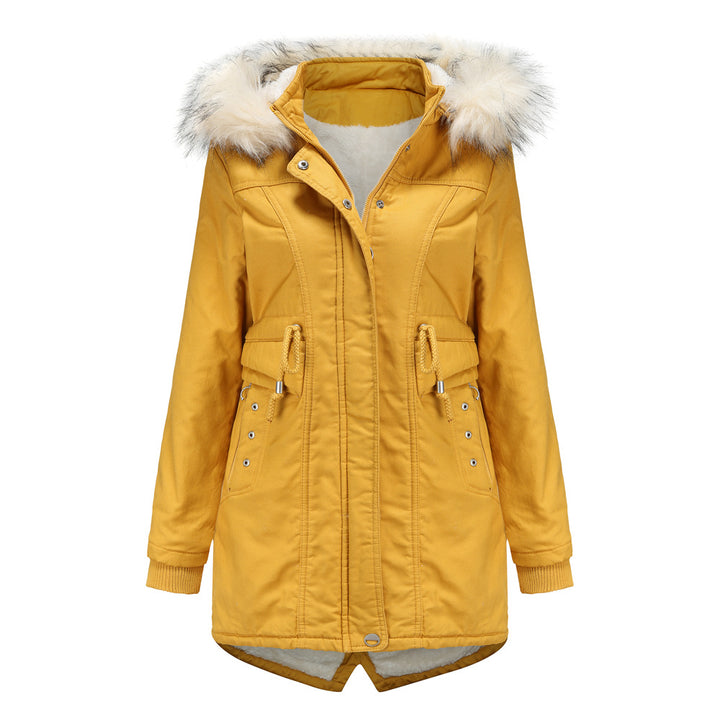 Ladies modern parka with removable faux fur collar and side pockets Chic and Style
