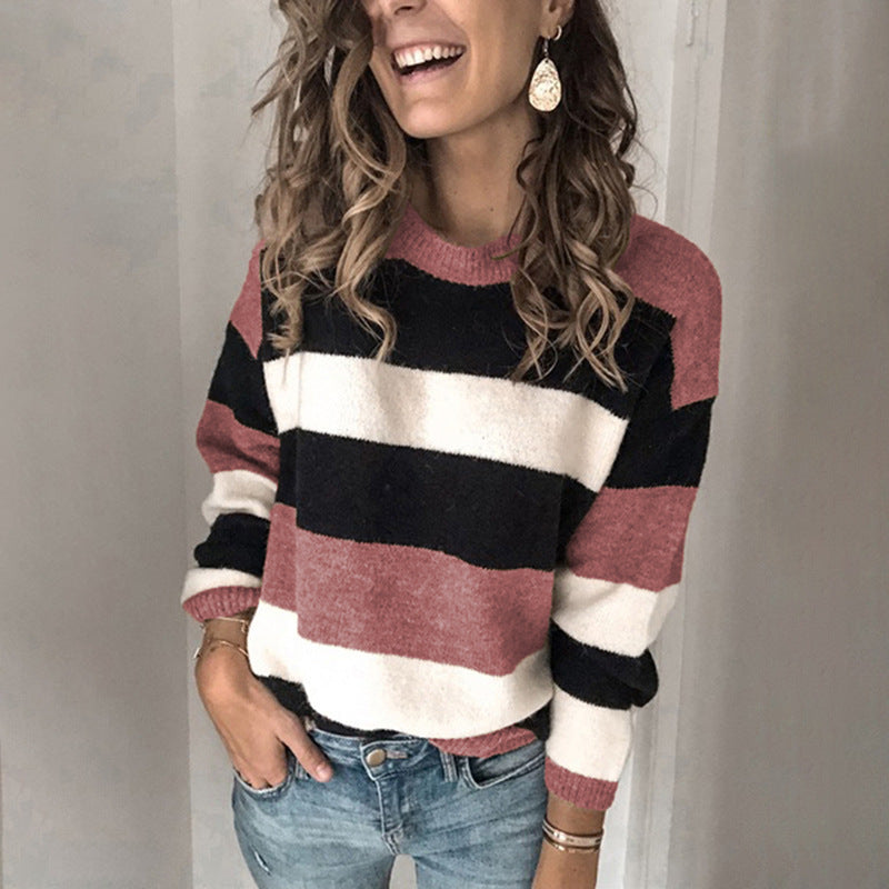 Striped knit sweater with a relaxed fit for women Lune London
