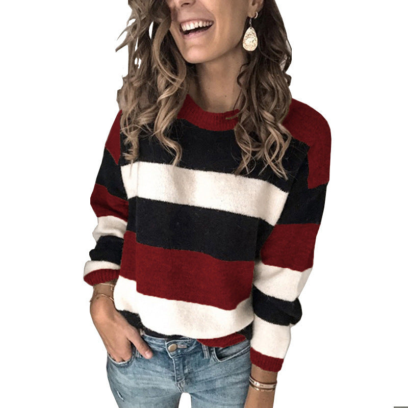Striped knit sweater with a relaxed fit for women Lune London