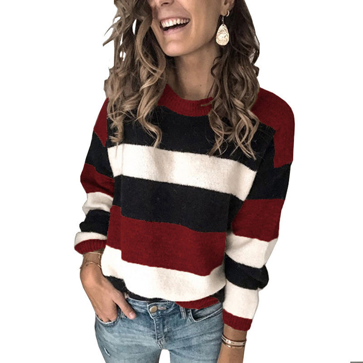 Striped knit sweater with a relaxed fit for women Lune London