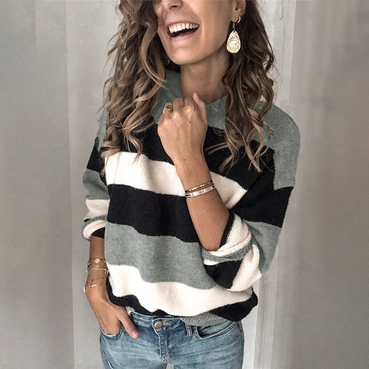 Striped knit sweater with a relaxed fit for women Lune London