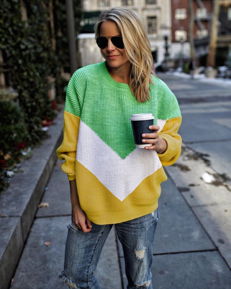 Pull tendance femme avec motif chevron graphique Chic & Stil