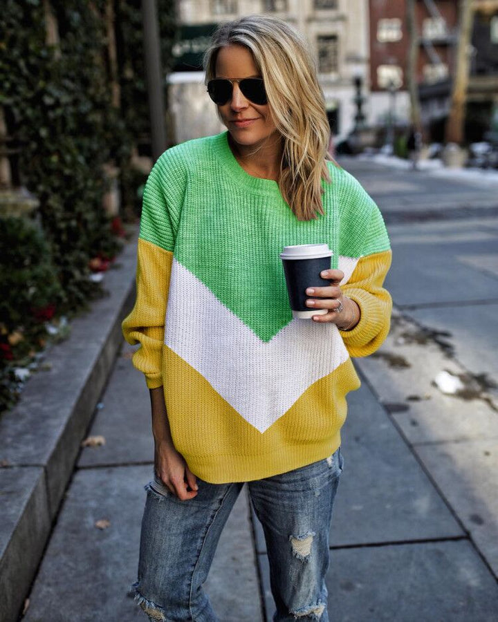 Pull tendance femme avec motif chevron graphique Chic & Stil