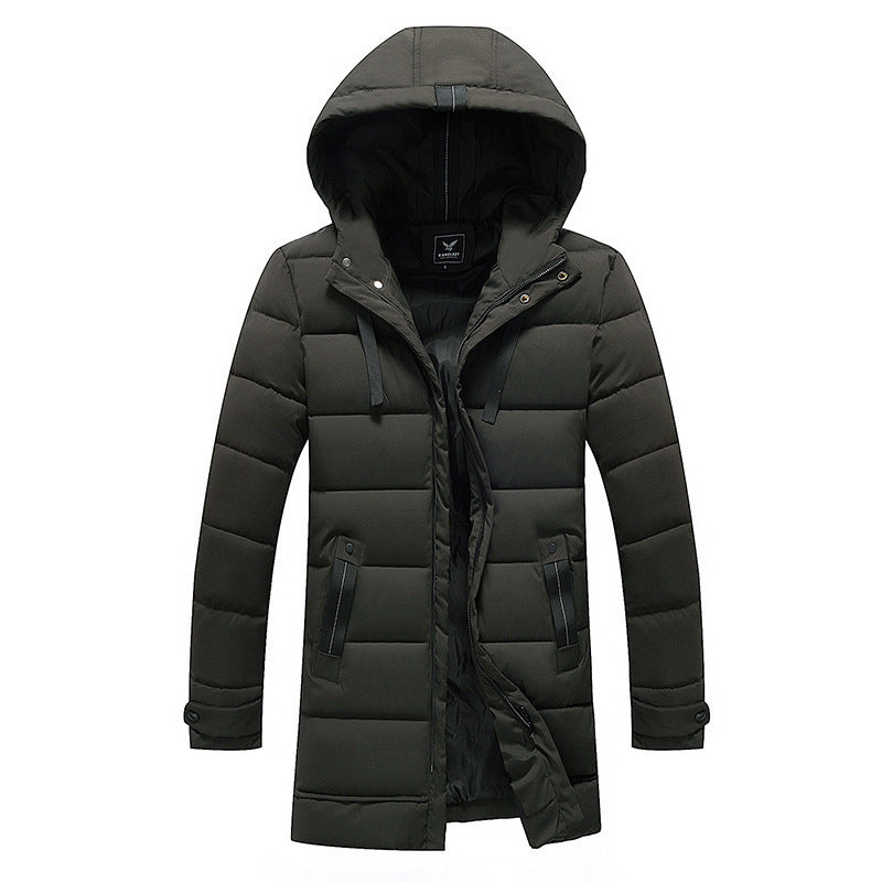 Ladies long padded jacket with hood and practical pockets Lune London