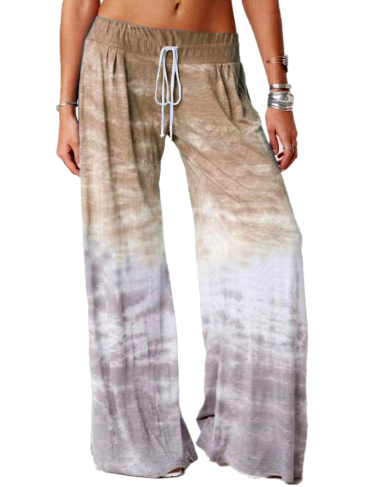 Wide beach pants for women with elastic waist and trendy batik design Lune London