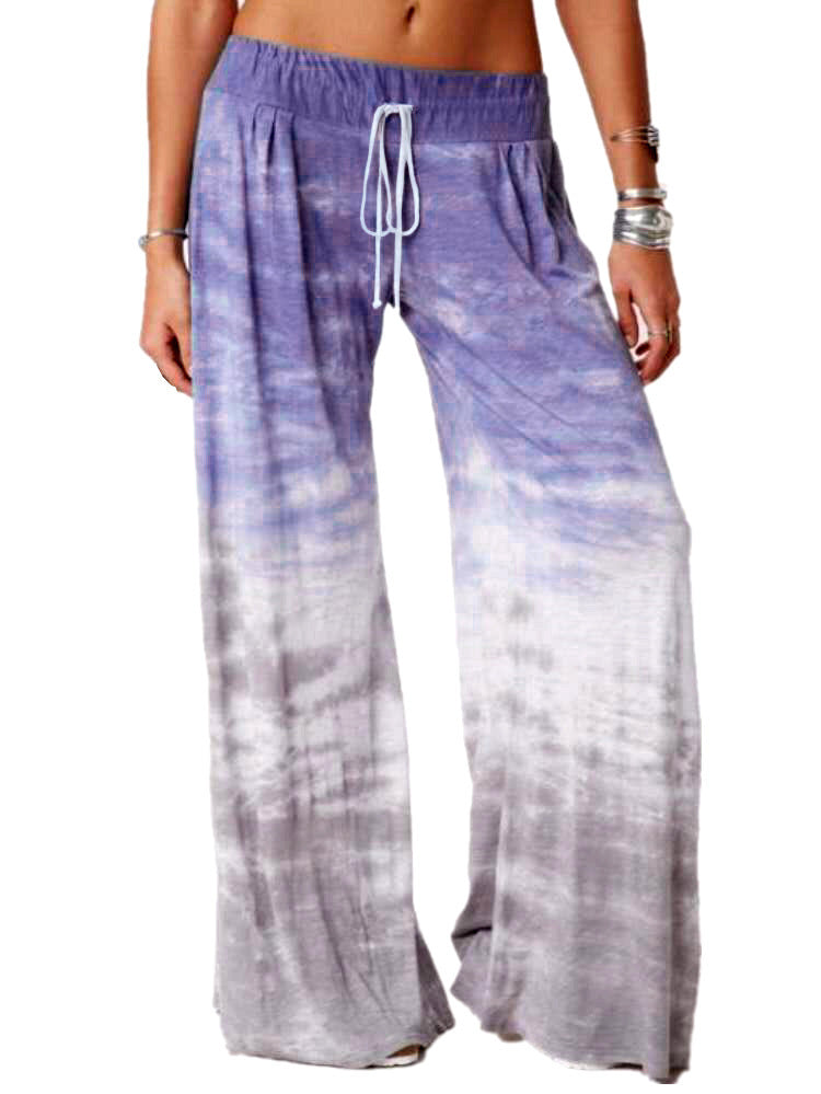 Wide beach pants for women with elastic waist and trendy batik design Lune London