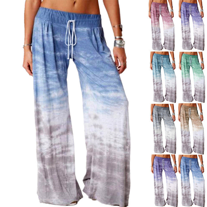 Wide beach pants for women with elastic waist and trendy batik design Lune London