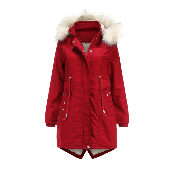 Ladies modern parka with removable faux fur collar and side pockets Chic and Style