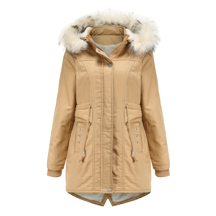 Ladies modern parka with removable faux fur collar and side pockets Chic and Style