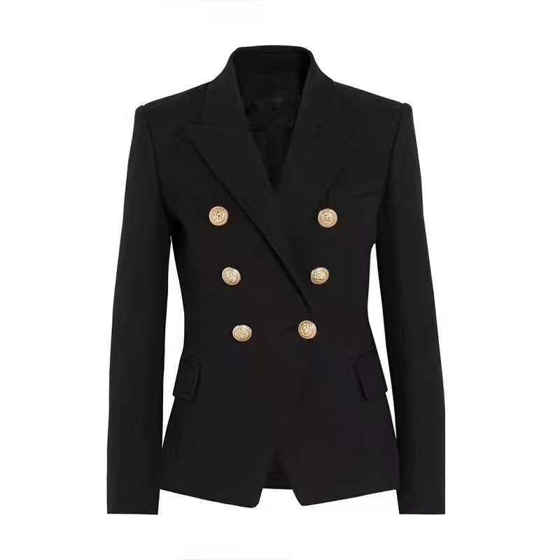 Ladies Elegant Double-Breasted Blazer with Golden Buttons Lune London