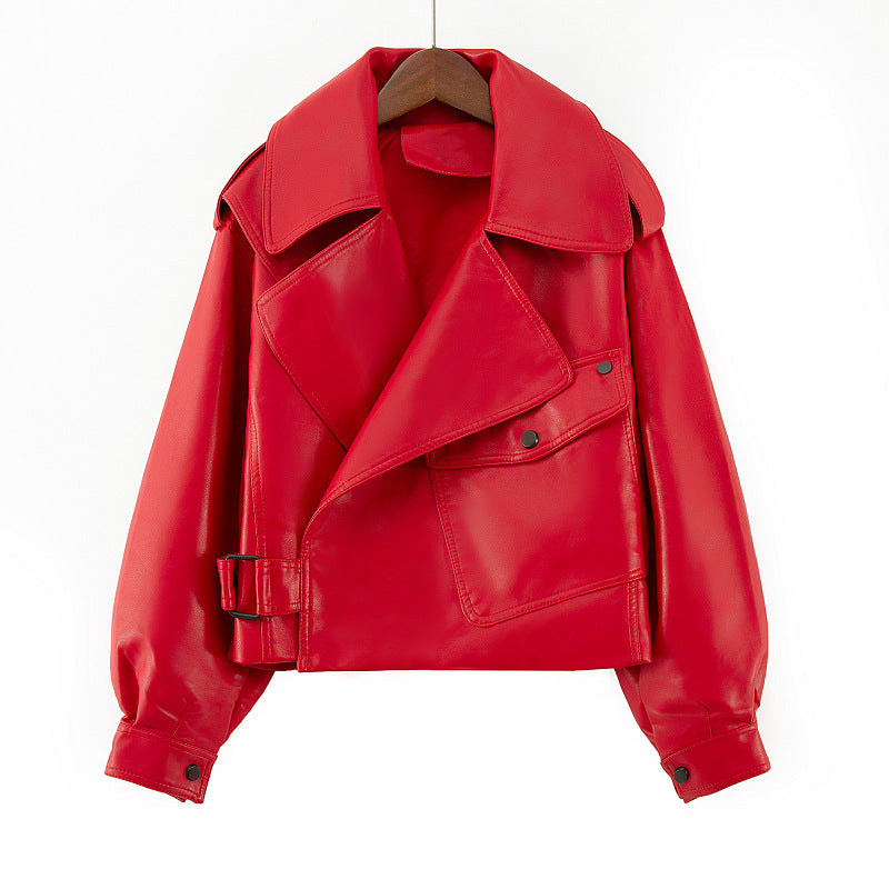 Biker jacket for women with oversized lapels and practical pockets Lune London