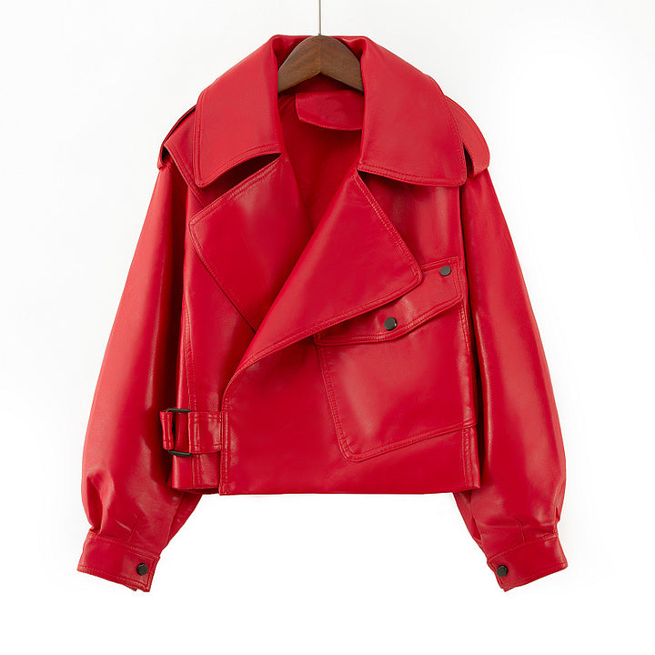 Biker jacket for women with oversized lapels and practical pockets Lune London