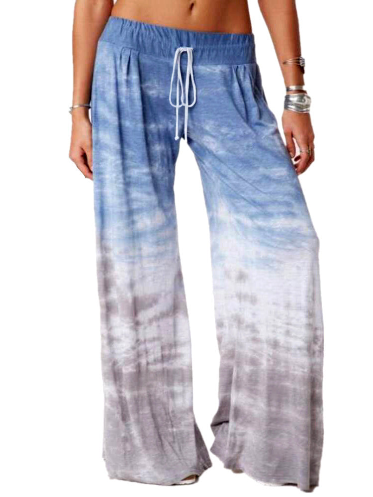 Wide beach pants for women with elastic waist and trendy batik design Lune London