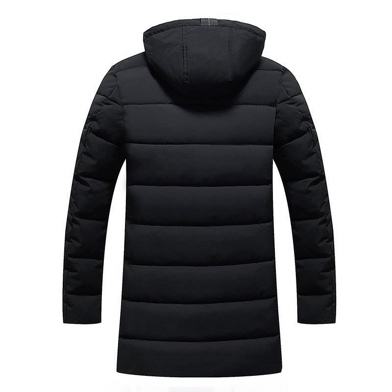 Ladies long padded jacket with hood and practical pockets Lune London