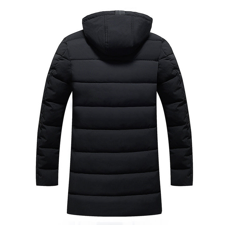 Ladies long padded jacket with hood and practical pockets Lune London