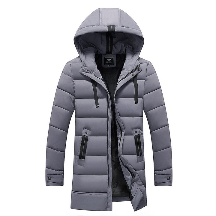Ladies long padded jacket with hood and practical pockets Lune London