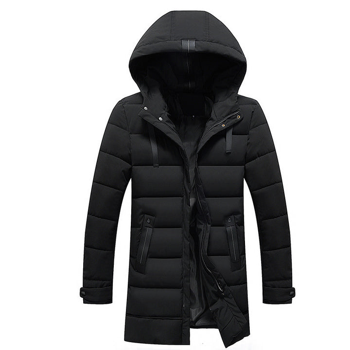 Ladies long padded jacket with hood and practical pockets Lune London