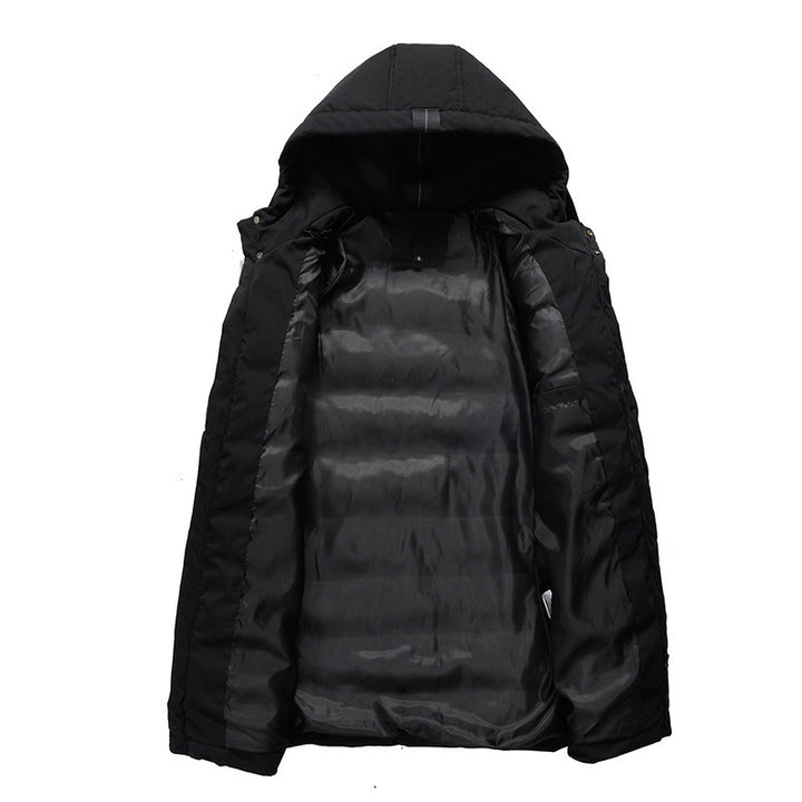 Ladies long padded jacket with hood and practical pockets Lune London