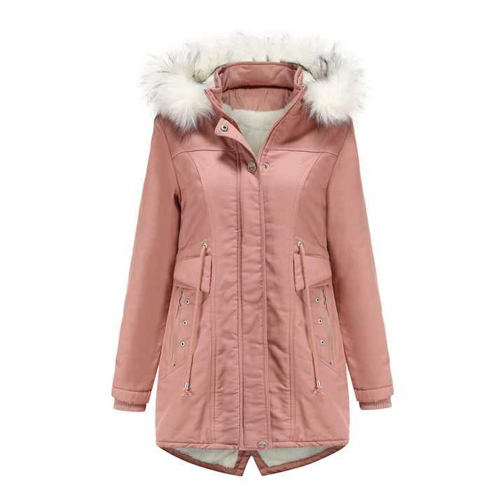 Ladies modern parka with removable faux fur collar and side pockets Chic and Style