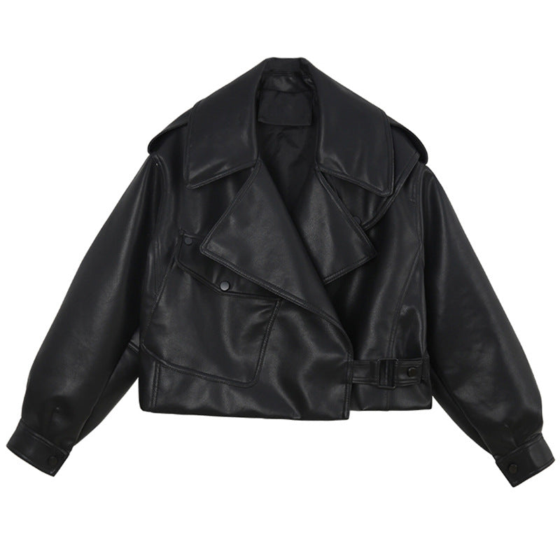 Biker jacket for women with oversized lapels and practical pockets Lune London