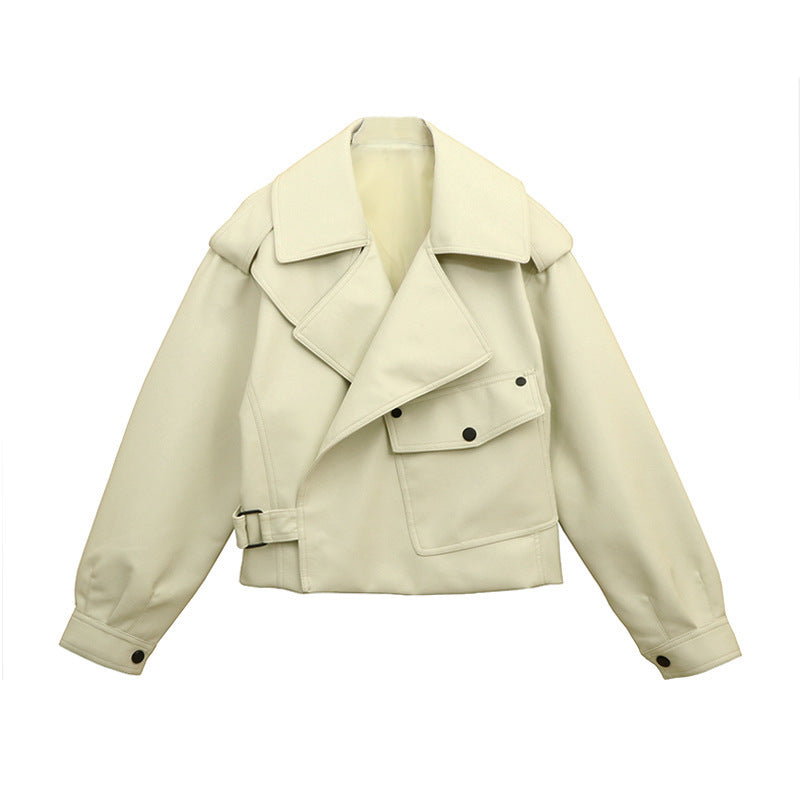 Biker jacket for women with oversized lapels and practical pockets Lune London