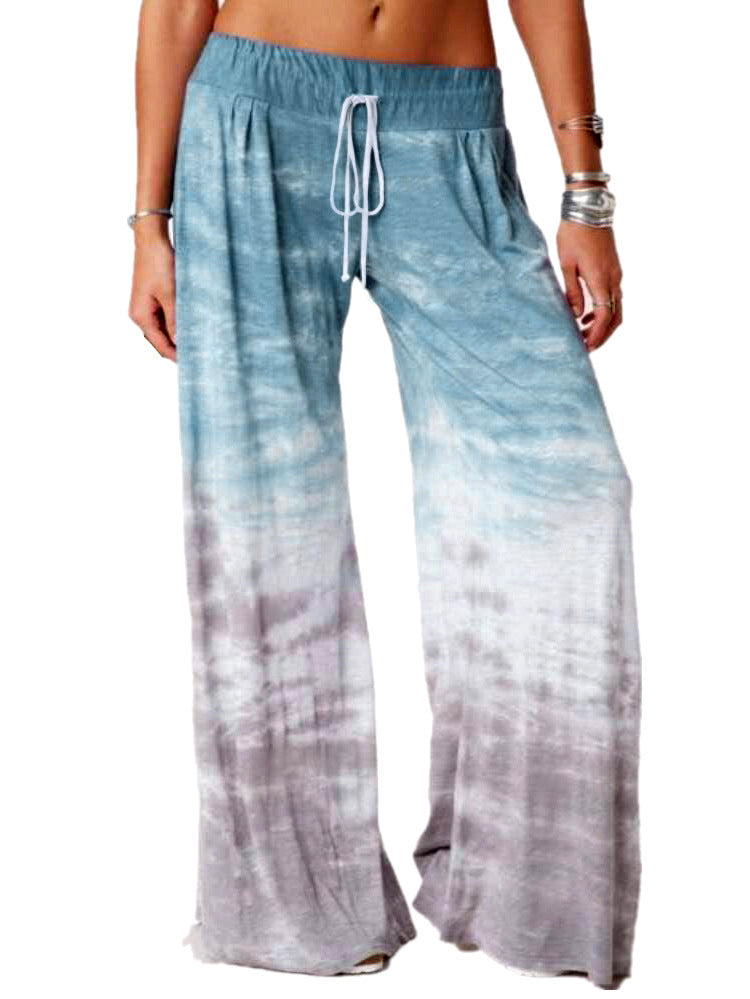 Wide beach pants for women with elastic waist and trendy batik design Lune London
